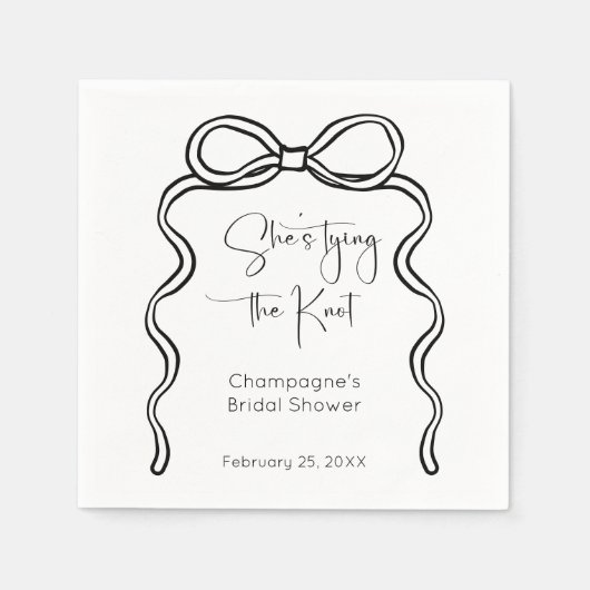 Sie bindet das moderne Skript-Brautparty von Knote Serviette (Vorderseite)