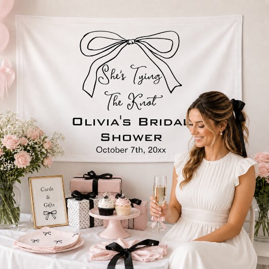 Sie bindet das Niedliche Black Bow-Brautparty des Banner