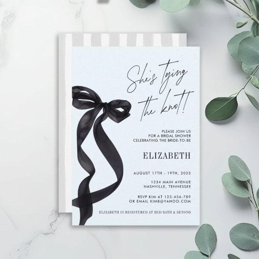 Sie bindet das Party des Knot Black Bow-BRAUTPARTY Einladung