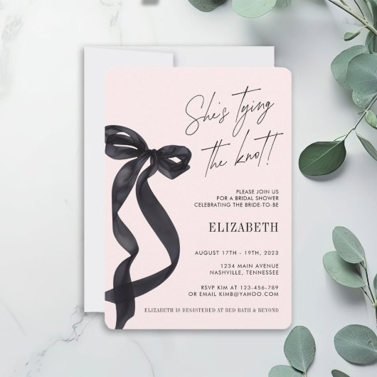 Sie bindet das Party des Knot Black Bow-BRAUTPARTY Einladung