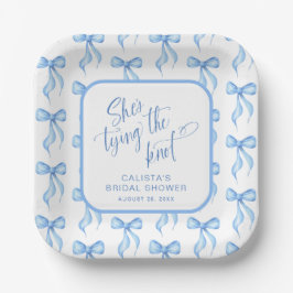 Sie bindet das Personalisierte Brautparty des Knot Pappteller
