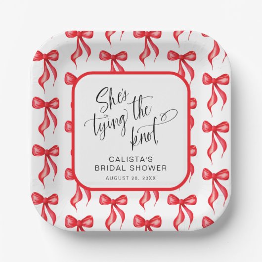 Sie bindet das Personalisierte Brautparty des Knot Pappteller (Vorderseite)