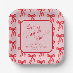 Sie bindet das Personalisierte Brautparty des Knot Pappteller