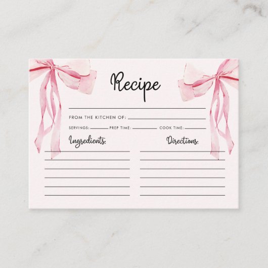 Sie bindet das Rezept-Brautparty Begleitkarte (Vorderseite)