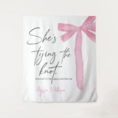 Sie bindet das Rosa-Bow-Brautparty an den Knoten Wandteppich (Vorderseite)
