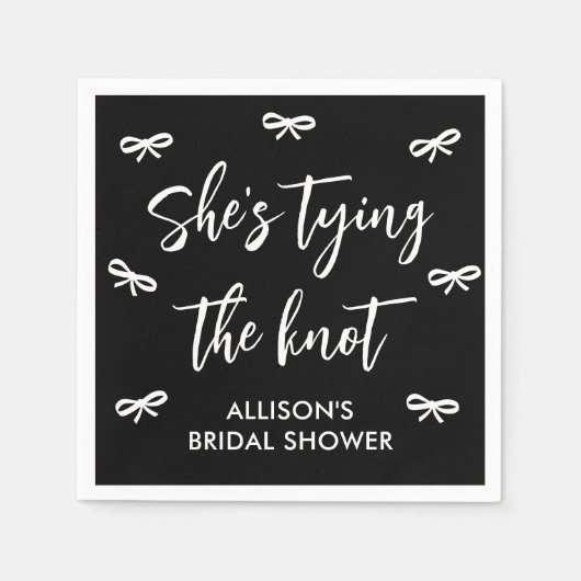 Sie bindet das Schwarz-Weiß-Brautparty Serviette (Vorderseite)