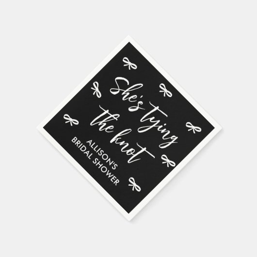 Sie bindet das Schwarz-Weiß-Brautparty Serviette (Ecke)