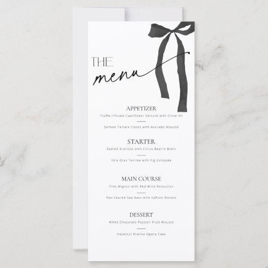 Sie bindet das Schwarze Bow-Menü des Brautparty an (Vorderseite)