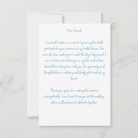 Sie bindet den knochenblauen Bandbogen Dankeskarte (Rückseite)