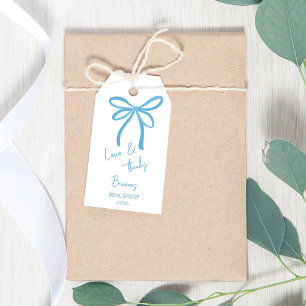 Sie bindet den knochenblauen Schleifenbogen-Gefall Geschenkanhänger