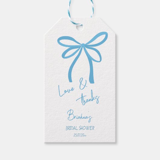 Sie bindet den knochenblauen Schleifenbogen-Gefall Geschenkanhänger (Vorderseite)