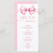 Sie bindet den "Knot Pink Bow Brautparty Brunch" Menükarte (Vorne/Hinten)