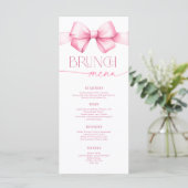 Sie bindet den "Knot Pink Bow Brautparty Brunch" Menükarte (Stehend Vorderseite)