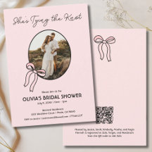 Sie bindet den "Knot Pink Bow Brautparty Invite"