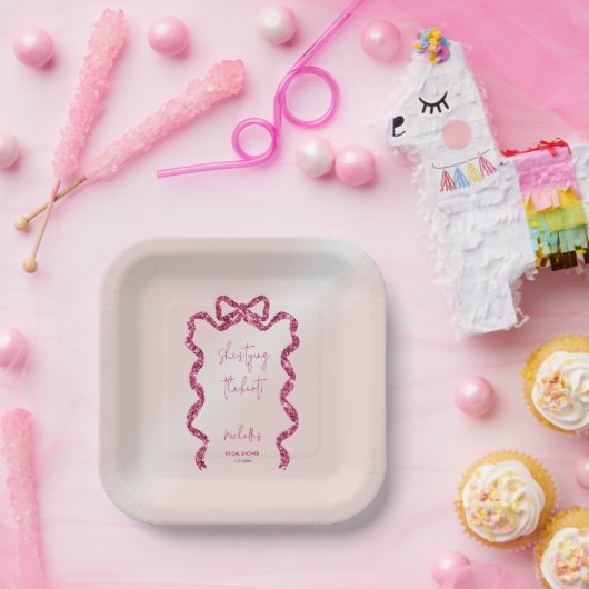 Sie bindet den knot-schicken Glitzer rosa Bugbrida Pappteller (Party)