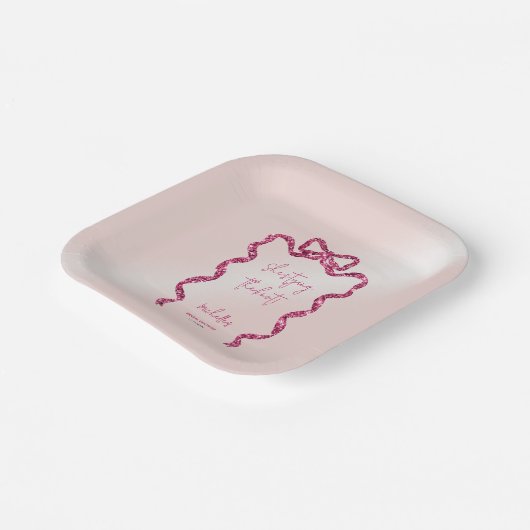Sie bindet den knot-schicken Glitzer rosa Bugbrida Pappteller (Gewinkelt)