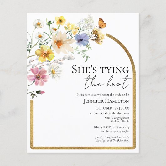 Sie bindet den Knoten Boho Bridal Dusche Einladung (Vorderseite)