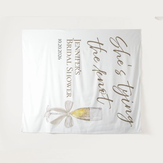 Sie bindet den Knoten | Brautparty-Backdrops Wandteppich (Vorderseite (Horizontal))