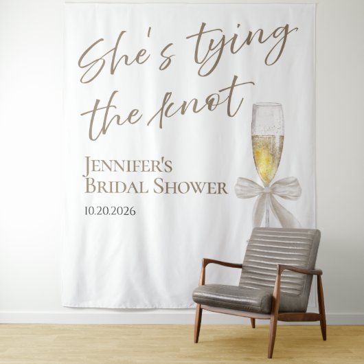Sie bindet den Knoten | Brautparty-Backdrops Wandteppich (Beispiel)