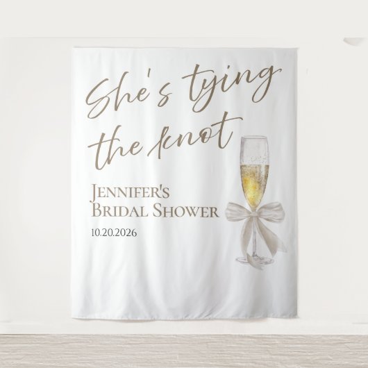 Sie bindet den Knoten | Brautparty-Backdrops Wandteppich (Vorderseite)