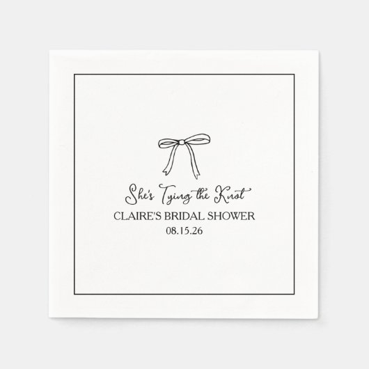 "Sie bindet den Knoten" einfaches Brautparty Serviette (Vorderseite)