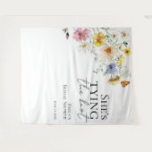 Sie bindet den Knoten | Hintergrund des Boho-Braut Wandteppich (Vorderseite (Horizontal))