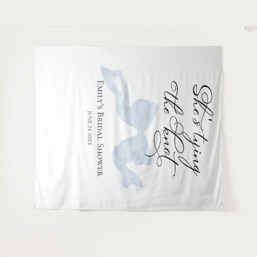 Sie bindet den Knoten | Hintergrund des Brautparty Wandteppich (Vorderseite (Horizontal))