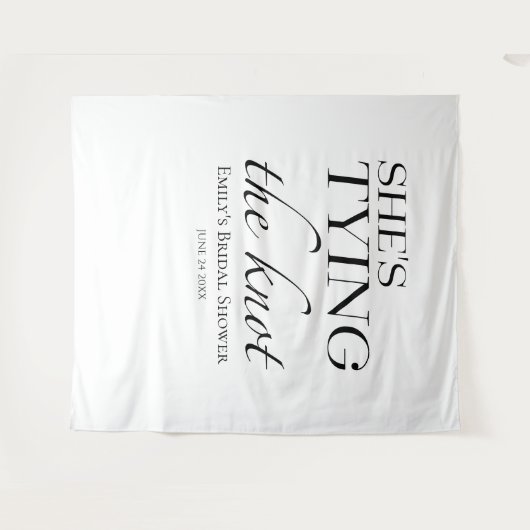 Sie bindet den Knoten | Hintergrund des Brautparty Wandteppich (Vorderseite (Horizontal))