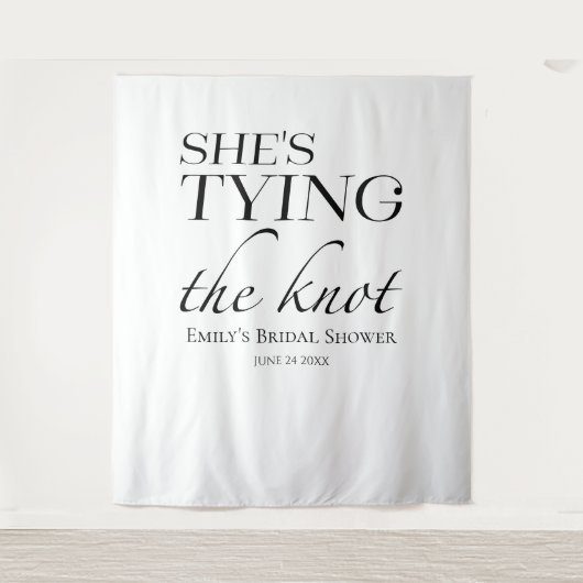 Sie bindet den Knoten | Hintergrund des Brautparty Wandteppich (Vorderseite)