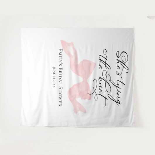 Sie bindet den Knoten | Hintergrund des Brautparty Wandteppich (Vorderseite (Horizontal))