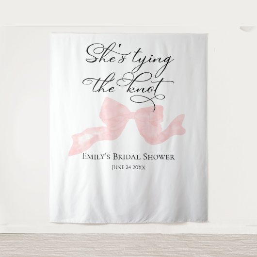Sie bindet den Knoten | Hintergrund des Brautparty Wandteppich (Vorderseite)