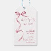 Sie bindet den Knoten! Modernes Brautparty Geschenkanhänger (Vorderseite)