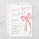 Sie bindet den Knoten | Pink Bow Brautparty Invi Einladung (Vorderseite)