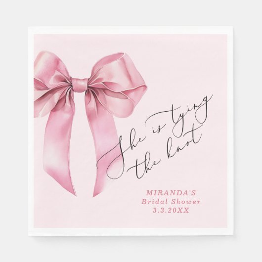 Sie bindet den Knoten Pink Bow Bridal Danke Serviette (Vorderseite)