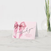 Sie bindet den Knoten Pink Bow Bridal Dankeskarte (Vorderseite)