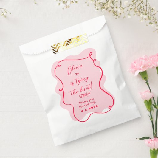 Sie bindet den Knoten Retro rosa und rot danke Geschenktütchen (Versiegelt)