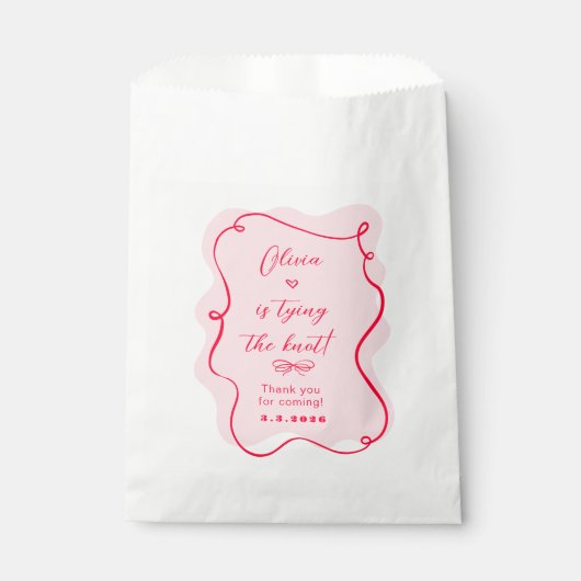 Sie bindet den Knoten Retro rosa und rot danke Geschenktütchen (Vorderseite)