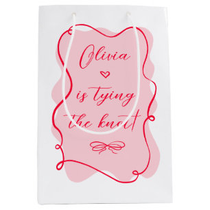 Sie bindet den Knoten Retro rosa und rote Bridal Mittlere Geschenktüte