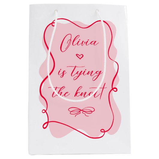 Sie bindet den Knoten Retro rosa und rote Bridal Mittlere Geschenktüte (Vorderseite)
