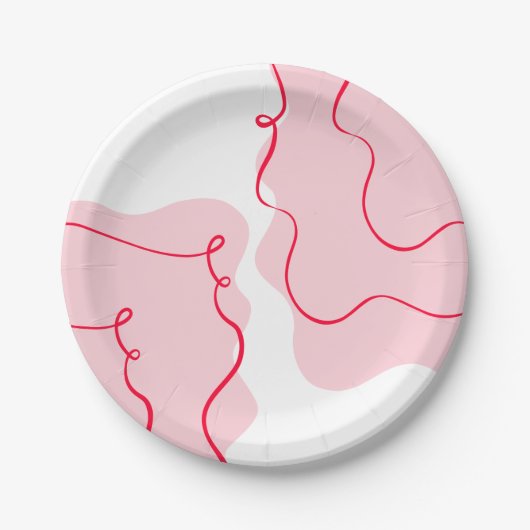 Sie bindet den Knoten retro schwach rosa rot Pappteller (Vorderseite)