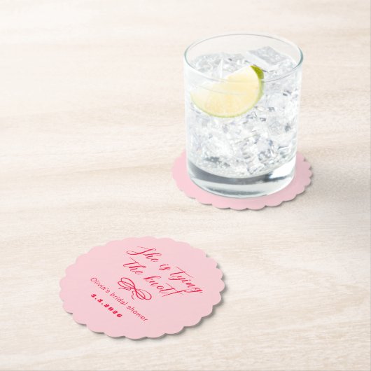 Sie bindet den Knoten retro schwach rosa rot Untersetzer (Vor Ort)