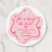 Sie bindet den Knoten retro schwach rosa und rot Geschenkanhänger (Vorderseite)