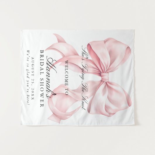 Sie Bindet Den Knoten Rosa Bogen Willkommensschild Wandteppich (Vorderseite (Horizontal))