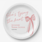 Sie bindet den Knoten | Rosa Brautparty Pappteller (Vorderseite)