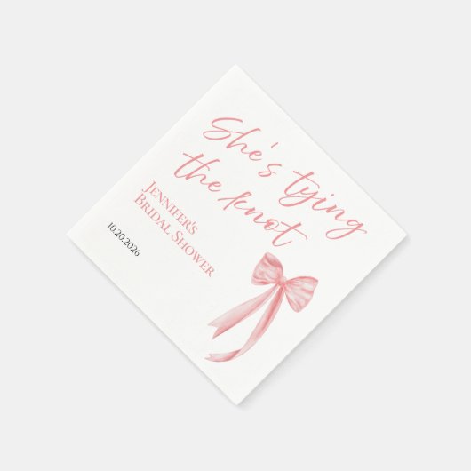 Sie bindet den Knoten | Rosa Brautparty Serviette (Ecke)