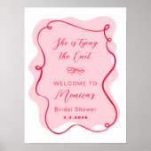 Sie bindet den Knoten rosa und roten Brautkorb an. Poster (Vorne)