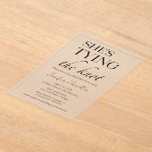 Sie bindet den Knoten | Schwarz-Weiß-Brautparty Acryleinladungen (Ablage )