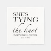Sie bindet den Knoten | Schwarz-Weiß-Brautparty Serviette (Vorderseite)