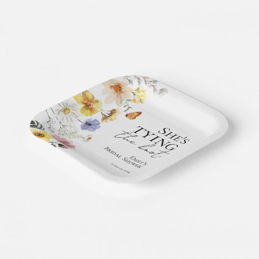 Sie bindet den Knoten | WILDBLUME BRAUTPARTY Pappteller (Gewinkelt)