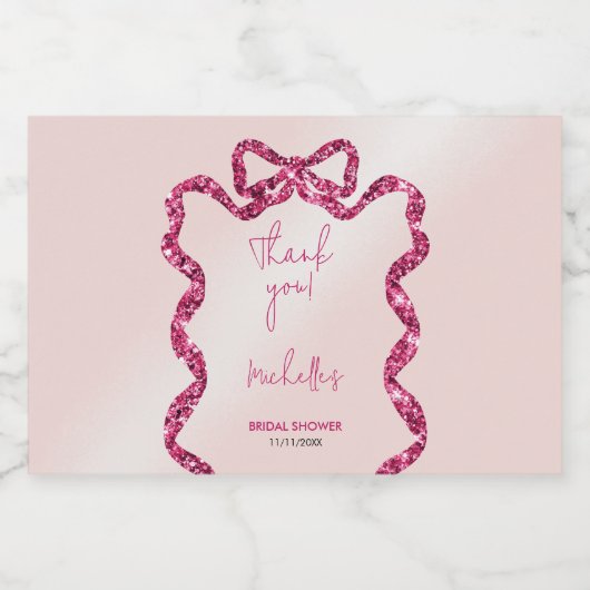 Sie bindet den knusprigen rosa Bogen, danke Schaumweinetikett (Einzelnes Label)